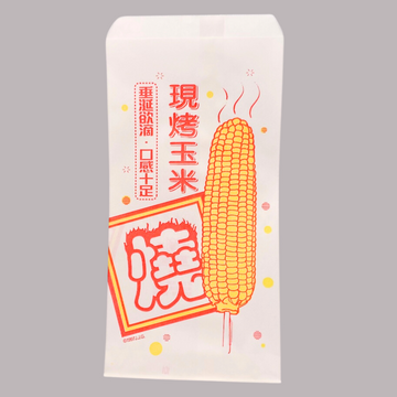 台湾 レトロな耐油紙袋（焼とうもろこし柄・焼とうもろこし用） 10枚セット 駄菓子袋｜烤玉米袋 防油紙袋 10個入