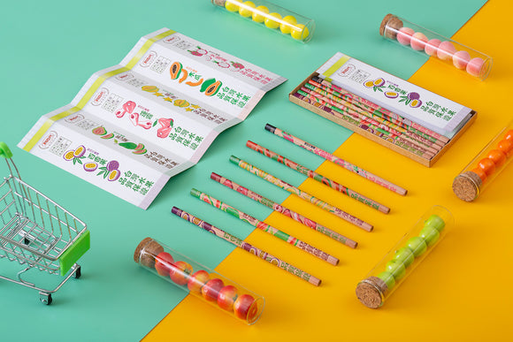 レトロ可愛い 台湾 利百代 台湾果物柄鉛筆セット｜利百代 台灣水果鉛筆｜硬度：2B