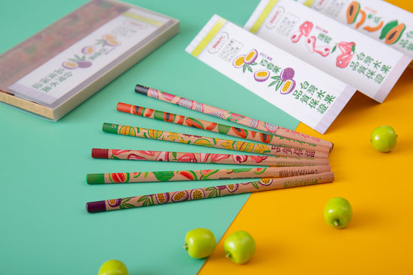 レトロ可愛い 台湾 利百代 台湾果物柄鉛筆セット｜利百代 台灣水果鉛筆｜硬度：2B