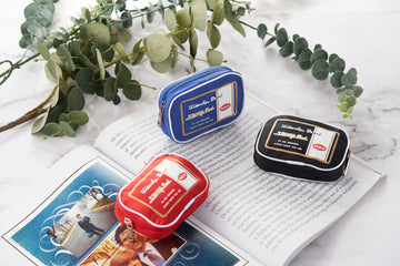 レトロ可愛い 台湾 利百代 スタンプ台柄 ポーチ（コインケース）カラー：青・赤・黒｜利百代 印台零錢包（藍・紅・黑）