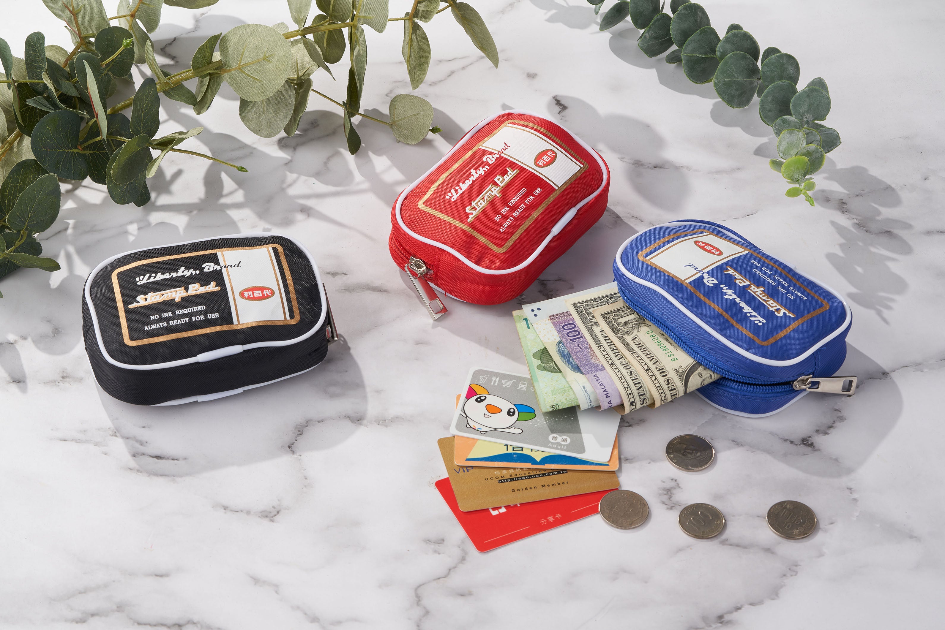 レトロ可愛い 台湾 利百代 スタンプ台柄 ポーチ（コインケース）カラー