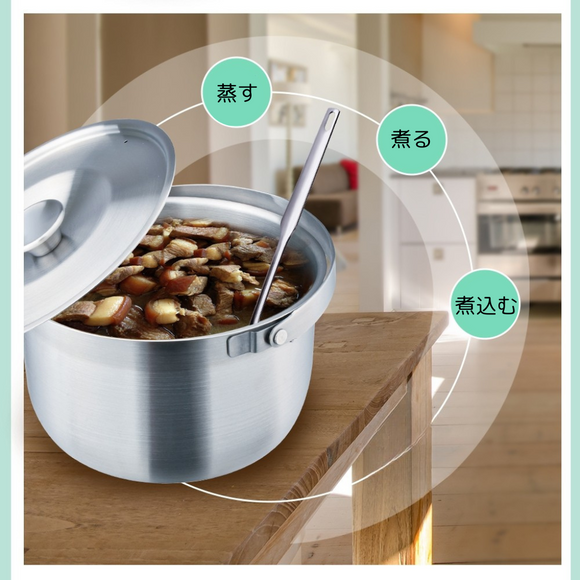 直火OK 多用途 蓋付き・持ち手付き厚手電鍋内鍋セット 6人用・6合（Lサイズ・Mサイズ電鍋適用）