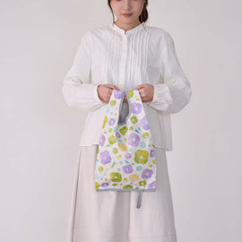 印花楽 折りたたみエコバッグ レトロ窓ガラス柄17号 ライラックパープル｜可收捲小背心袋 玻璃海棠17號 丁香紫