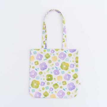 印花楽 角丸トートバッグ レトロ窓ガラス柄17号 ライラックパープル｜圓角方形購物袋 玻璃海棠17號 丁香紫