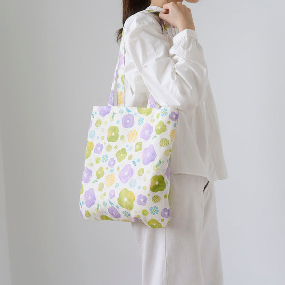 印花楽 角丸トートバッグ レトロ窓ガラス柄17号 ライラックパープル｜圓角方形購物袋 玻璃海棠17號 丁香紫