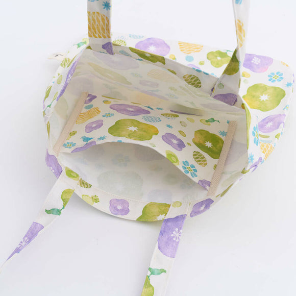 印花楽 角丸トートバッグ レトロ窓ガラス柄17号 ライラックパープル｜圓角方形購物袋 玻璃海棠17號 丁香紫