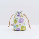 印花楽 巾着ポーチ レトロ窓ガラス柄17号 ライラックパープル｜束口小物袋 玻璃海棠17號 丁香紫