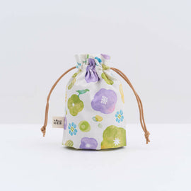 印花楽 巾着ポーチ レトロ窓ガラス柄17号 ライラックパープル｜束口小物袋 玻璃海棠17號 丁香紫