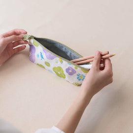 印花楽 ペンケース レトロ窓ガラス柄17号 ライラックパープル｜拉鏈筆袋 玻璃海棠17號 丁香紫