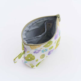 印花楽 台形ポーチ ファスナー付き レトロ窓ガラス柄17号 ライラックパープル｜拉鏈梯形收納包 玻璃海棠17號 丁香紫