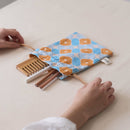 印花楽 巾着ポーチ レトロ窓ガラス柄18号 アプリコットオレンジ×ブルー｜束口小物袋 玻璃海棠18號 杏桃橘藍-3