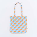 印花楽 角丸トートバッグ レトロ窓ガラス柄18号 アプリコットオレンジ×ブルー｜圓角方形購物袋 玻璃海棠18號 杏桃橘藍