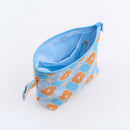 印花楽 台形ポーチ ファスナー付き レトロ窓ガラス柄18号 アプリコットオレンジ×ブルー｜拉鏈梯形收納包 玻璃海棠18號 杏桃橘藍