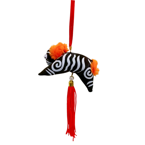 レトロ 虎の吊るし飾り（黒）｜復古懷舊老虎掛飾（黑）