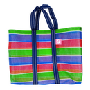 Taiwan Love オリジナル 台湾漁師網バッグ ナイロンバッグ (茄芷袋) 台湾カラー ボーダー 台湾製｜小さめMサイズ（4号）｜コットン布持ち手タイプ｜Taiwan Love 經典茄芷袋 4號