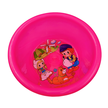 台湾製 レトロ 昔懐かしイラスト柄 湯おけ（レッド・グリーン・ブルー・ピンク）｜※柄はランダム出荷｜台灣製 古早味印花浴盆 卡通圖案（顏色：紅・綠・黃・桃紅）｜※圖案隨機