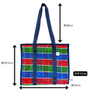 台湾製 ファスナー・内ポケット付き 漁師網 ナイロンバッグ トートバッグ (茄芷袋) 台湾カラー ボーダー｜經典茄芷袋 A4資料袋 拉鍊款