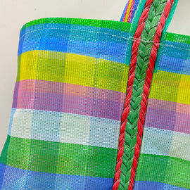 台湾製 チェック柄 ナイロンバッグ (茄芷袋)｜XSサイズ｜彩格款 茄芷袋