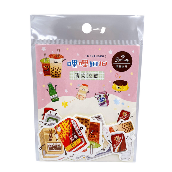 RIRIKOKO 台湾ドリンクテーマ ステッカーパック 32種類デザインステッカー入（台湾製）｜哩哩扣扣 清爽涼飲 裝飾貼紙包