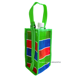 台湾製 漁師網 ナイロンドリンクバッグ（水筒カバー・水筒ホルダー）手提げタイプ グリーン｜茄芷袋飲料袋 綠 手提式