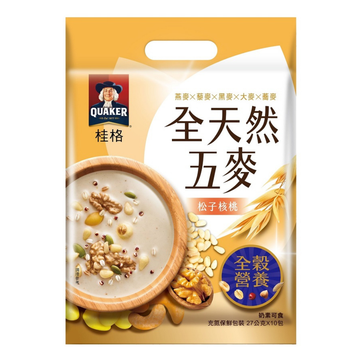 台湾QUAKER クエーカー 穀物ドリンク 松の実・くるみ｜桂格全天然五麥 松子核桃 270g（27gx10パック）