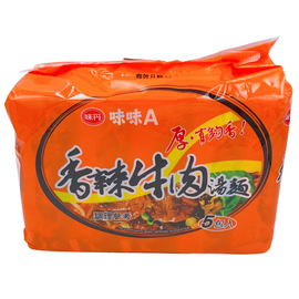 〈5食入〉味丹 味味A 台湾 辛口牛肉ラーメン｜味味A 香辣牛肉湯麵 83gx5パック