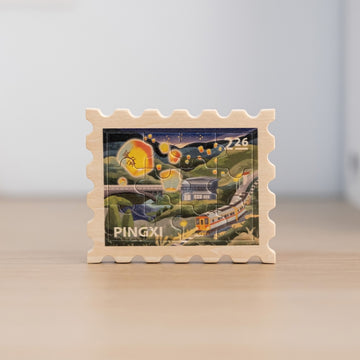 遊木時光 WOOD TIME 台湾ミニ風景 木製パズルマグネット 平渓ランタン｜台灣拼風景木製磁鐵 平溪山巒