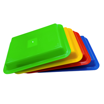 台湾の万能カラフルプラスチックトレイ（浅め） 小｜カラー：レッド・ブルー・イエロー・グリーン｜塑膠長方盤（淺） 紅色・藍色・黃色・綠色   小