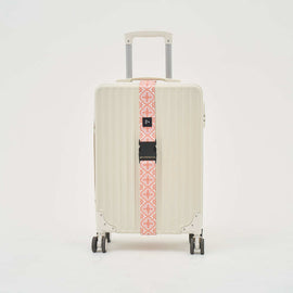 印花楽 スーツケースベルト レトロ窓ガラス柄 朱赤オレンジ｜行李束帶 玻璃海棠 朱橘紅