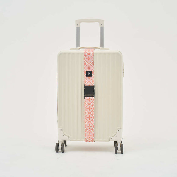 印花楽 スーツケースベルト レトロ窓ガラス柄 朱赤オレンジ｜行李束帶 玻璃海棠 朱橘紅