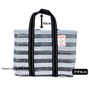 台湾製 モノトーンボーダー（ブラック・グレー）漁師網 ナイロンバッグ (茄芷袋)｜コットン布持ち手タイプ｜Sサイズ｜黑灰條紋款 布提把 茄芷袋 （金獅牌）