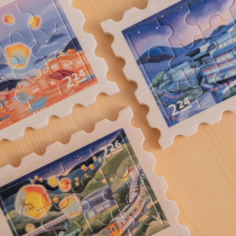遊木時光 WOOD TIME 台湾ミニ風景 木製パズルマグネット 九份の夜景