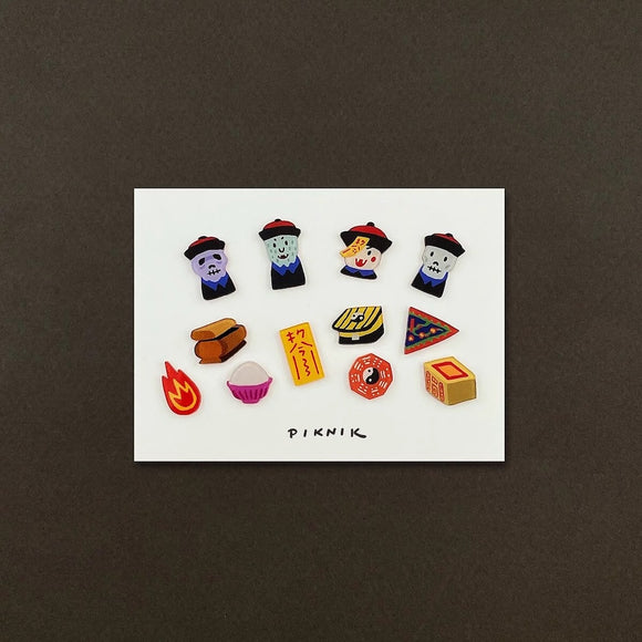 日日野餐 PIKNIK ピンバッジ キョンシー＋符｜日日野餐 PIKNIK 別針（徽章） 乖巧殭屍貼符咒