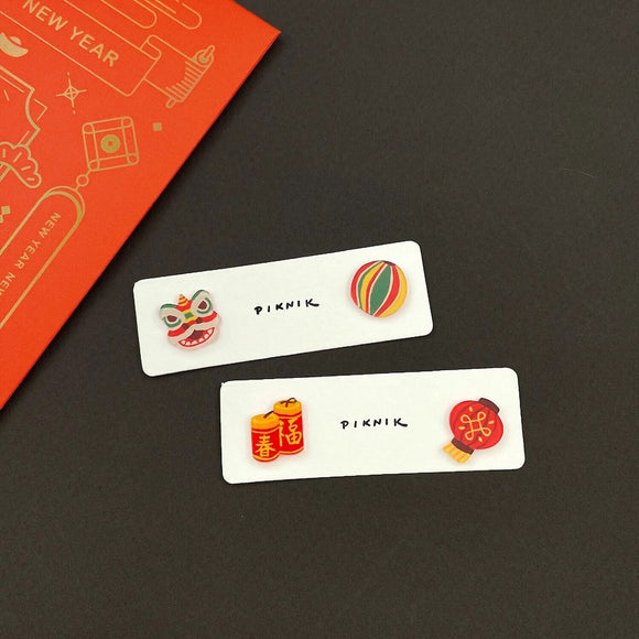 日日野餐 PIKNIK ピアス／イヤリング 金元宝＋紅包（ホンバオ）｜日日野餐 PIKNIK 耳環／耳夾 過年系列 金元寶＋紅包袋