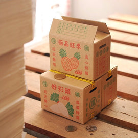 ミニチュア台湾果物ダンボール（大根／柿／みかん／台湾パイナップル／りんご／台湾ナツメ）6種類から選べる｜迷你台灣水果紙箱（好禮箱送禮物盒）（菜頭／柿子／橘子／鳳梨／蘋果／棗子）