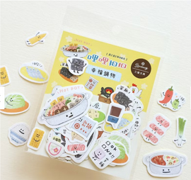 RIRIKOKO 台湾火鍋テーマ ステッカーパック 34種類デザインステッカー入（台湾製）｜哩哩扣扣 幸福鍋物 裝飾貼紙包 - 0