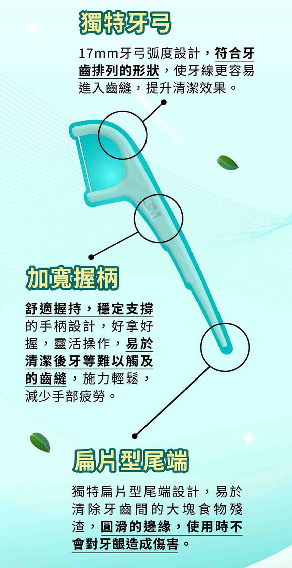 台湾 3M デンタルフロスピック ミント（キシリトール配合）ケース付 156本｜台灣3M細滑牙線棒薄荷木糖醇盒裝156支｜台湾製