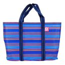 Taiwan Love オリジナル ブルーボーダー 台湾漁師網バッグ ナイロンバッグ (茄芷袋) 台湾製｜小さめMサイズ（4号）｜コットン布持ち手タイプ｜Taiwan Love 藍色線條款 茄芷袋 4號