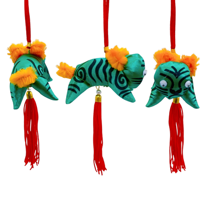 レトロ 虎の吊るし飾り（緑）｜復古懷舊老虎掛飾（綠）