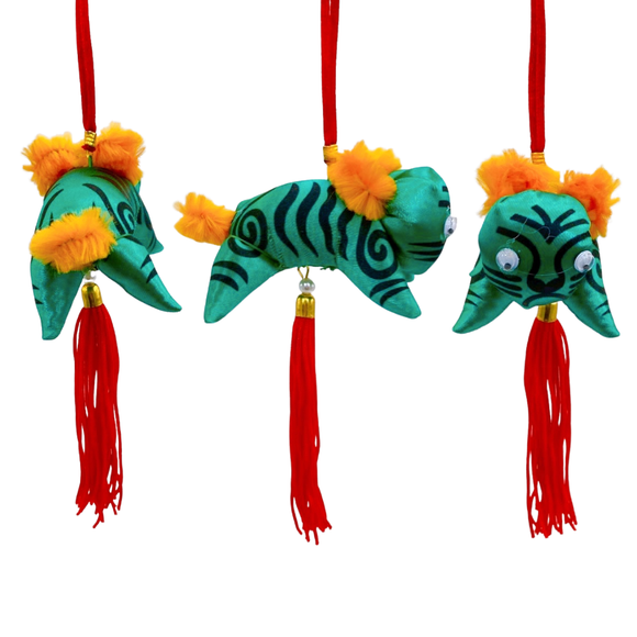レトロ 虎の吊るし飾り（緑）｜復古懷舊老虎掛飾（綠）