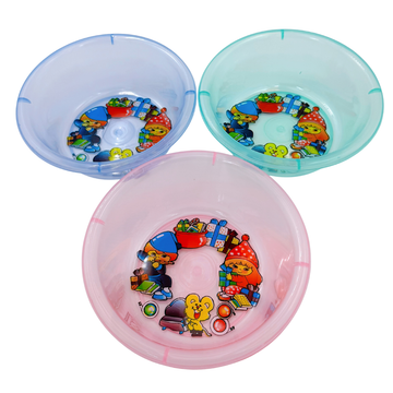 台湾製 レトロ 昔懐かしイラスト柄 透明湯おけ（湖水グリーン・ピンク・ライトブルー）｜台灣製 古早味印花透明浴盆 卡通圖案 （顏色：湖水綠・粉紅・水藍）