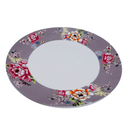 台湾花布（客家花布）柄 食器 円皿 ラベンダー｜台灣花布（客家花布）圓盤 紫