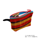 台湾漁師網バッグ地 コインケース（小銭入れ﻿）ボーダー柄（オレンジ・ブラック・レッド） ｜茄芷零錢包 橘黑紅條紋款（本体・ファスナーの色はランダム出荷）※ご購入の場合、色の原因で返品・交換は対応不可