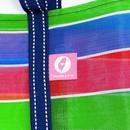 Taiwan Love オリジナル 台湾漁師網バッグ ナイロンバッグ (茄芷袋) 台湾カラー ボーダー 台湾製｜小さめMサイズ（4号）｜コットン布持ち手タイプ｜Taiwan Love 經典茄芷袋 4號