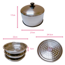 電鍋用ステンレス製 高蓋・蒸皿（重ね鍋）セット（高蓋セット）｜加高電鍋蓋５件組 (6.10.11.15人分・Mサイズ・Lサイズ適合) 蒸方便