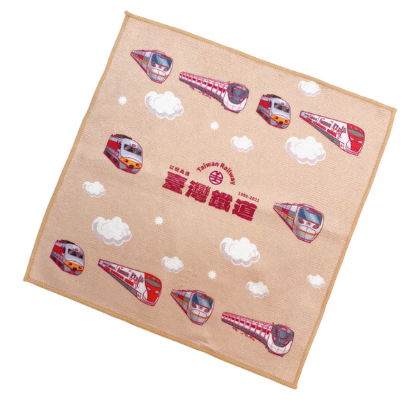 台湾鉄道電車のハンドタオル（ハンカチ）タオル生地  26x26cm｜台灣鐵道火車小手帕