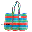 台湾製 漁師網 ナイロンバッグ (茄芷袋) 台湾カラー ボーダー ショルダーストラップタイプ｜Mサイズ｜茄芷袋 肩背款