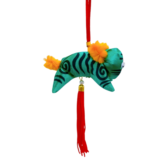 レトロ 虎の吊るし飾り（緑）｜復古懷舊老虎掛飾（綠）