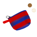 台湾漁師網バッグ地 コインケース（小銭入れ﻿）ボーダー柄（ブルー・レッド） ｜茄芷零錢包 藍紅條紋（本体・ファスナーの色はランダム出荷）※ご購入の場合、色の原因で返品・交換は対応不可