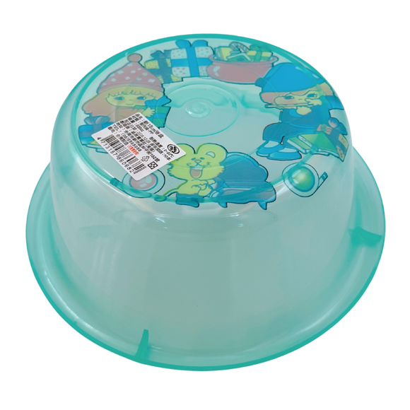 台湾製 レトロ 昔懐かしイラスト柄 透明湯おけ（湖水グリーン・ピンク・ライトブルー）｜台灣製 古早味印花透明浴盆 卡通圖案 （顏色：湖水綠・粉紅・水藍）